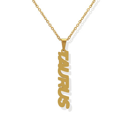 Custom zodiac nameplate necklace gold plated