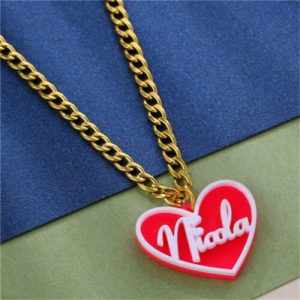 Custom acrylic heart charm necklace