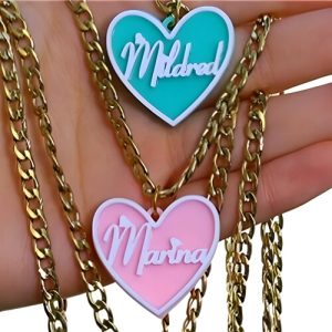 Custom acrylic heart necklace with name