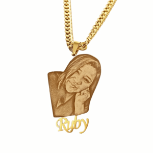 Laser engraved portrait necklaces​ with name