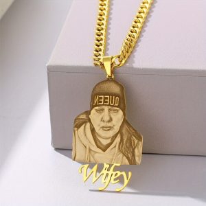 Custom portrait engraved necklaces with name