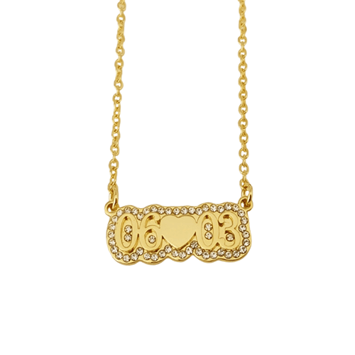 Personalised special date pendant necklace with diamonds
