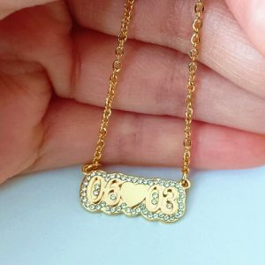 Diamond necklace with custom date