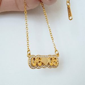 Double plated diamond date necklace