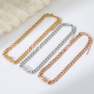 Cuban link name chain choker necklace