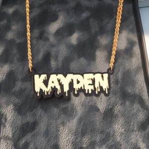 custom nameplate necklace laser cut acrylic