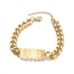 Mens chunky cuban link bracelet with name plate
