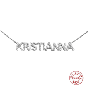 Personalized diamond block name necklace​