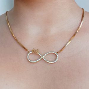 rhinestone infinity name necklace