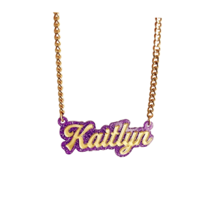 Laser cut glitter acrylic name plate necklaces​