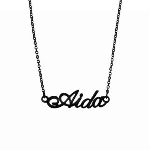 Black chain necklace with name​ stainless steel