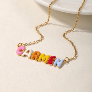 Enamel colorful name necklace​