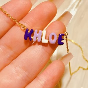Multi color enamel name necklace​