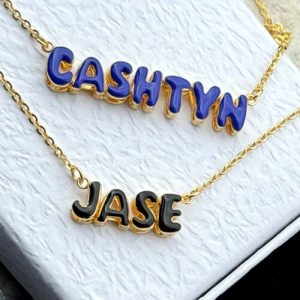 Custom enamel name necklace​