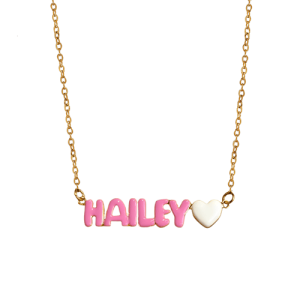 Wholesale custom enamel name necklace​ with heart