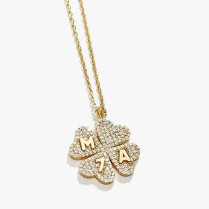 Gold diamond pave 4 leaf clover pendant necklace​