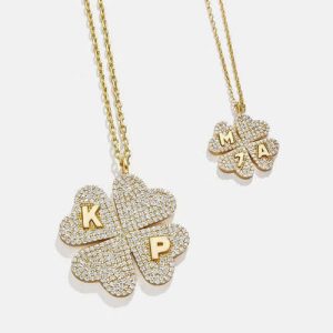 Gold diamond clover necklace​