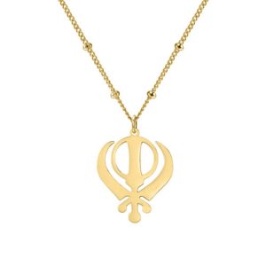 Sikh khanda pendant​ with sphere chain​ jewellery​