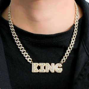 iced out cuban letter necklace​ 