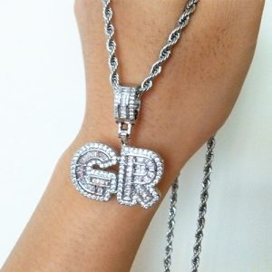 Personalized iced out letter pendants​ necklace