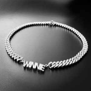 Iced out cuban chain with name​ choker necklace