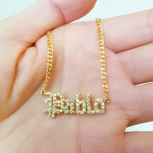 Diamond necklace with name old english​
