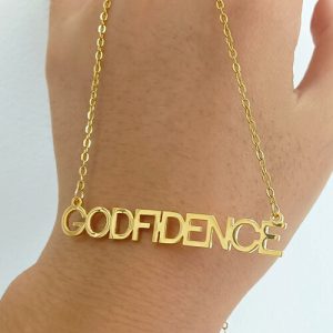 Customizable wording necklaces gold plated