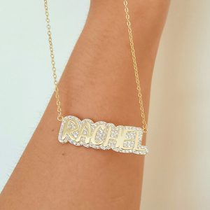 Custom name pendant with diamonds high quality