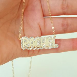 Custom name necklace with diamonds