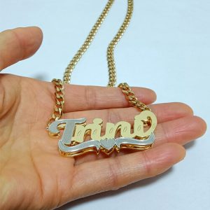 Diamond accent script name necklace
