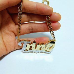 personalised name necklace diamond cut