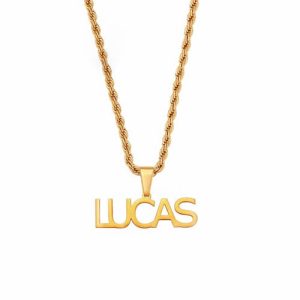 Stainless steel rope chain with name pendant​ necklace