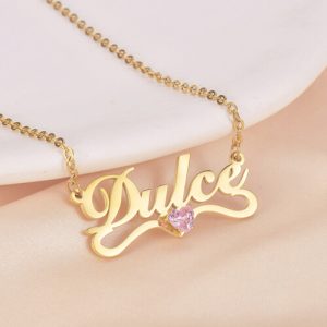 Name plate necklace with birthstone​