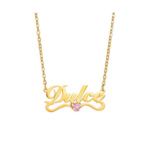 Custom name plate necklace with birthstone​