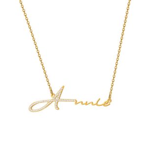 Diamond accent custom script name necklace​