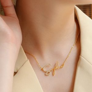 diamond custom script name necklace​