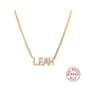 Sterling silver cuban link nameplate necklace​ with diamonds