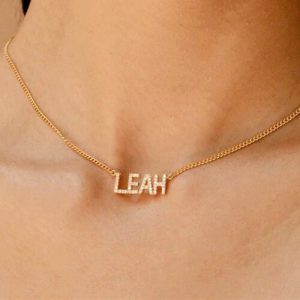 Diamond block letter name necklace​ 