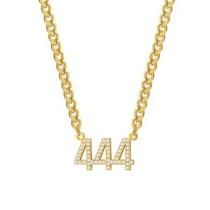 Gold diamond angel number necklace​ with diamonds