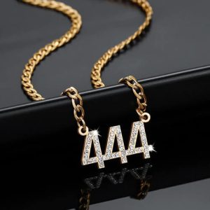 Diamond 444 angel number necklace​ 