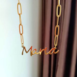Custom paperclip chain name necklace​