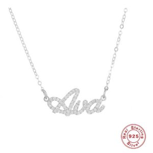Diamond cz pave personalized name necklace​