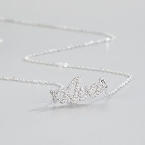 custom sterling silver cz name necklace​