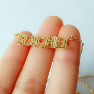 Sterling silver block name necklace