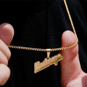 custom gold name necklace for men