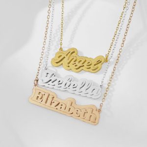personalized double name plate necklace​