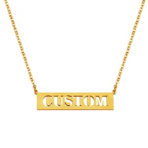 Stainless steel cut out name bar necklace​