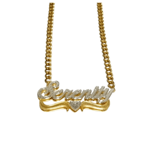 Sparkling diamond-cut gold plated heart name necklace