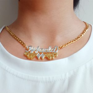 Diamond Cut Name Plate Necklaces