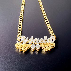 Custom diamond cut nameplate necklace​
